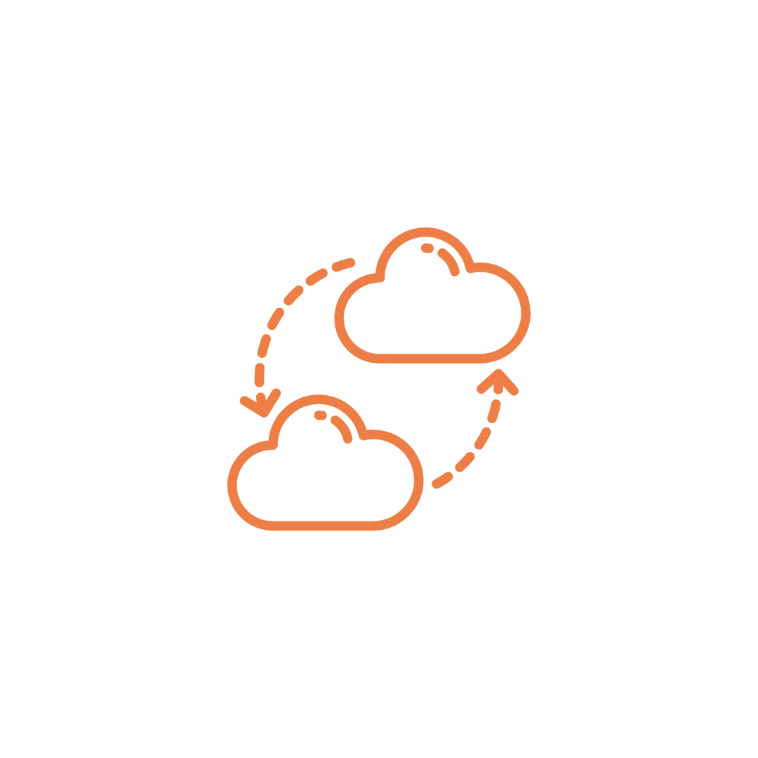 Two clouds connected by migration arrows
